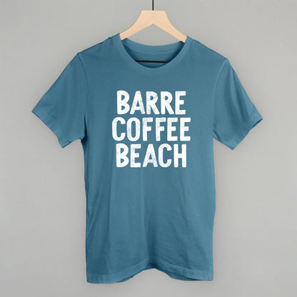Barre Coffee Beach (White) Funny T-Shirt in Steel Blue – Ivy + Cloth