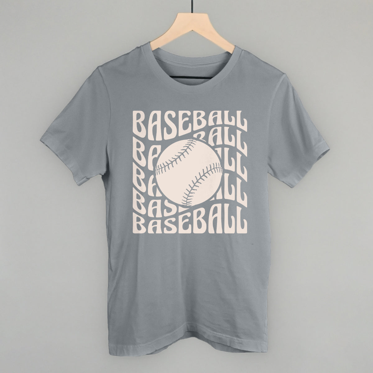 Baseball (Groovy Wave) Funny T-Shirt in Storm – Ivy + Cloth