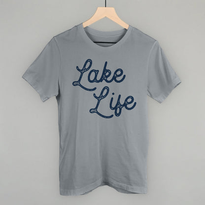 Lake Life (Distressed Script) Funny T-Shirt in Storm – Ivy + Cloth
