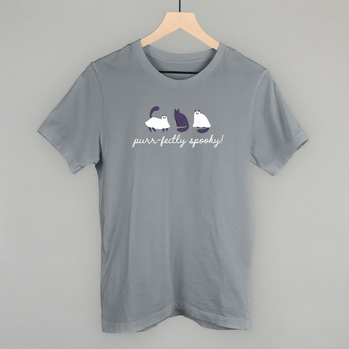 Purr-fectly Spooky Cat Halloween graphic tee in Storm