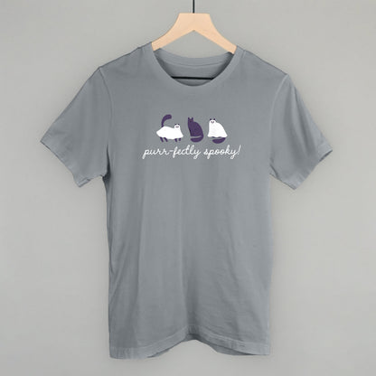 Purr-fectly Spooky Cat Halloween graphic tee in Storm