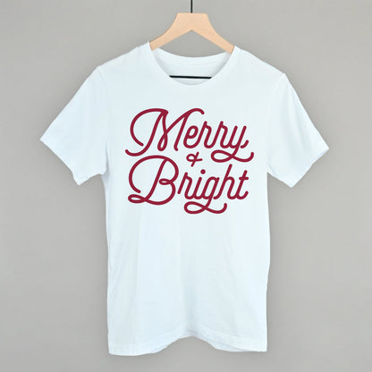 Merry And Bright (Monoline Script) Funny T-Shirt in White – Ivy + Cloth