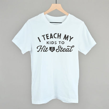 I Teach My Kids To Hit And Steal Funny T-Shirt in White – Ivy + Cloth