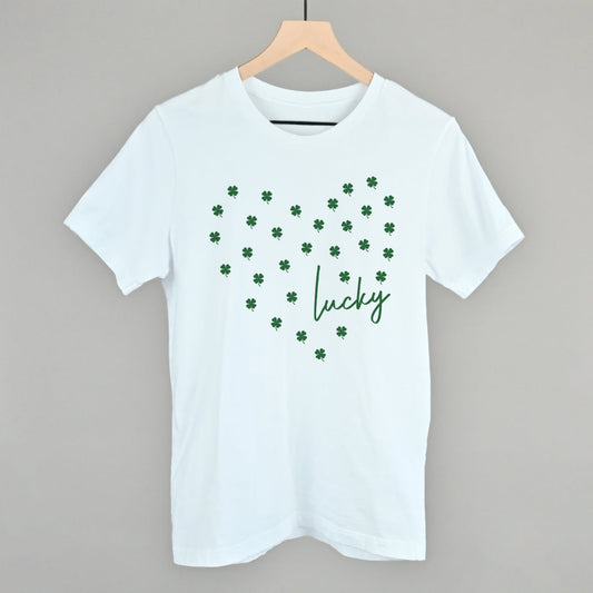 Lucky (Heart Shamrocks) Funny T-Shirt in White – Ivy + Cloth