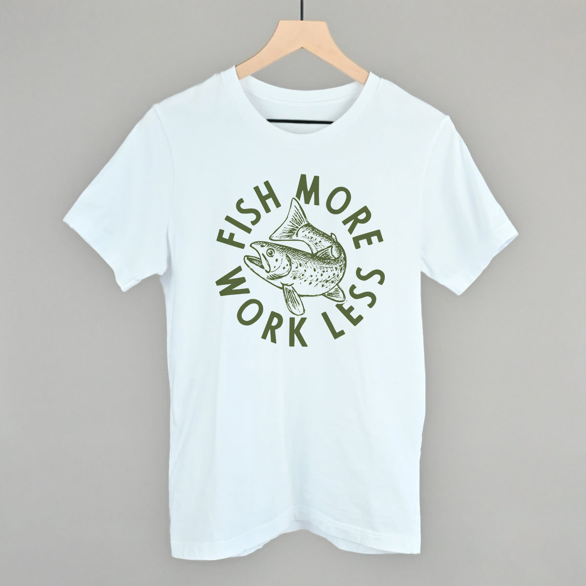 Fish More Work Less Funny T-Shirt in White – Ivy + Cloth