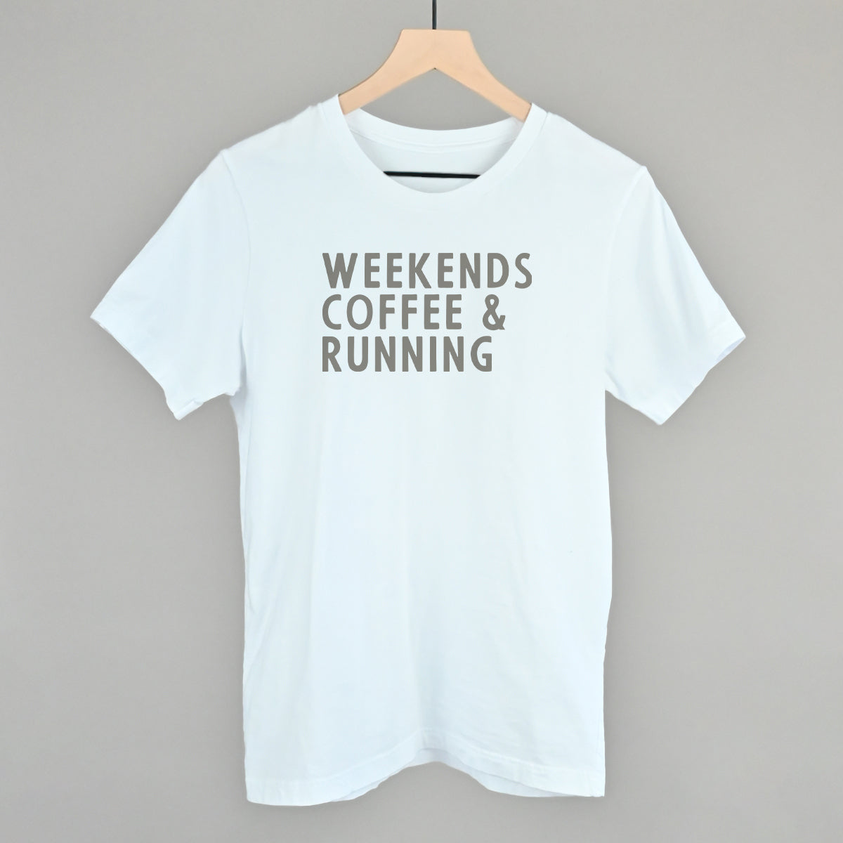 Weekends Coffee & Running Funny T-Shirt in White – Ivy + Cloth