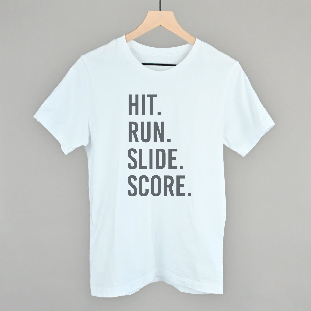 Hit Run Slide Score Baseball graphic tee in White