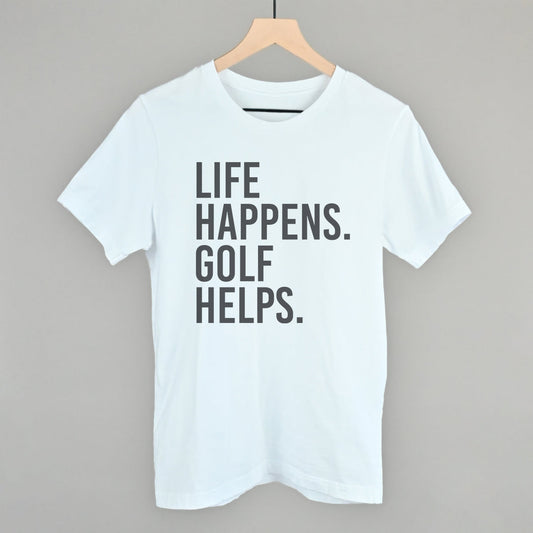 Life Happens Golf Helps graphic tee in White