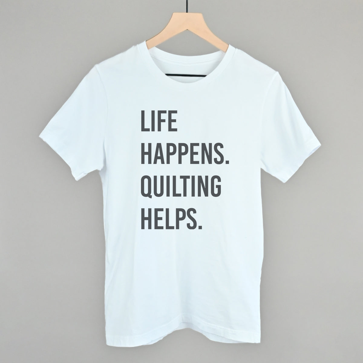 Life Happens Quilting Helps graphic tee in White