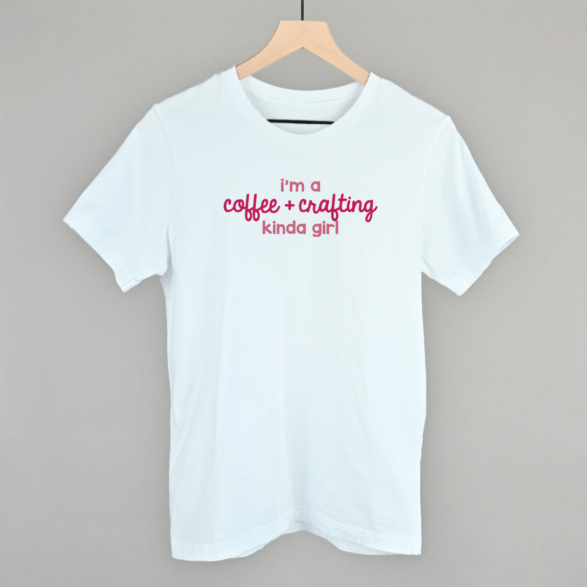 I'm A Coffee + Crafting Kinda Girl graphic tee in White