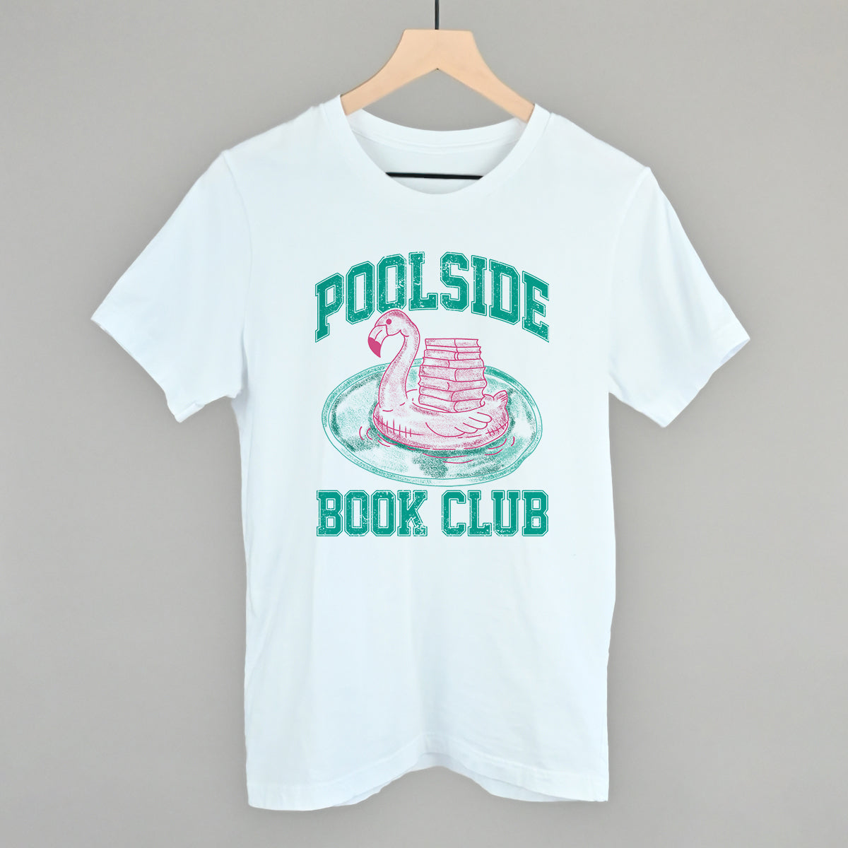 Poolside Book Club (Pink + Teal) Funny T-Shirt in White – Ivy + Cloth