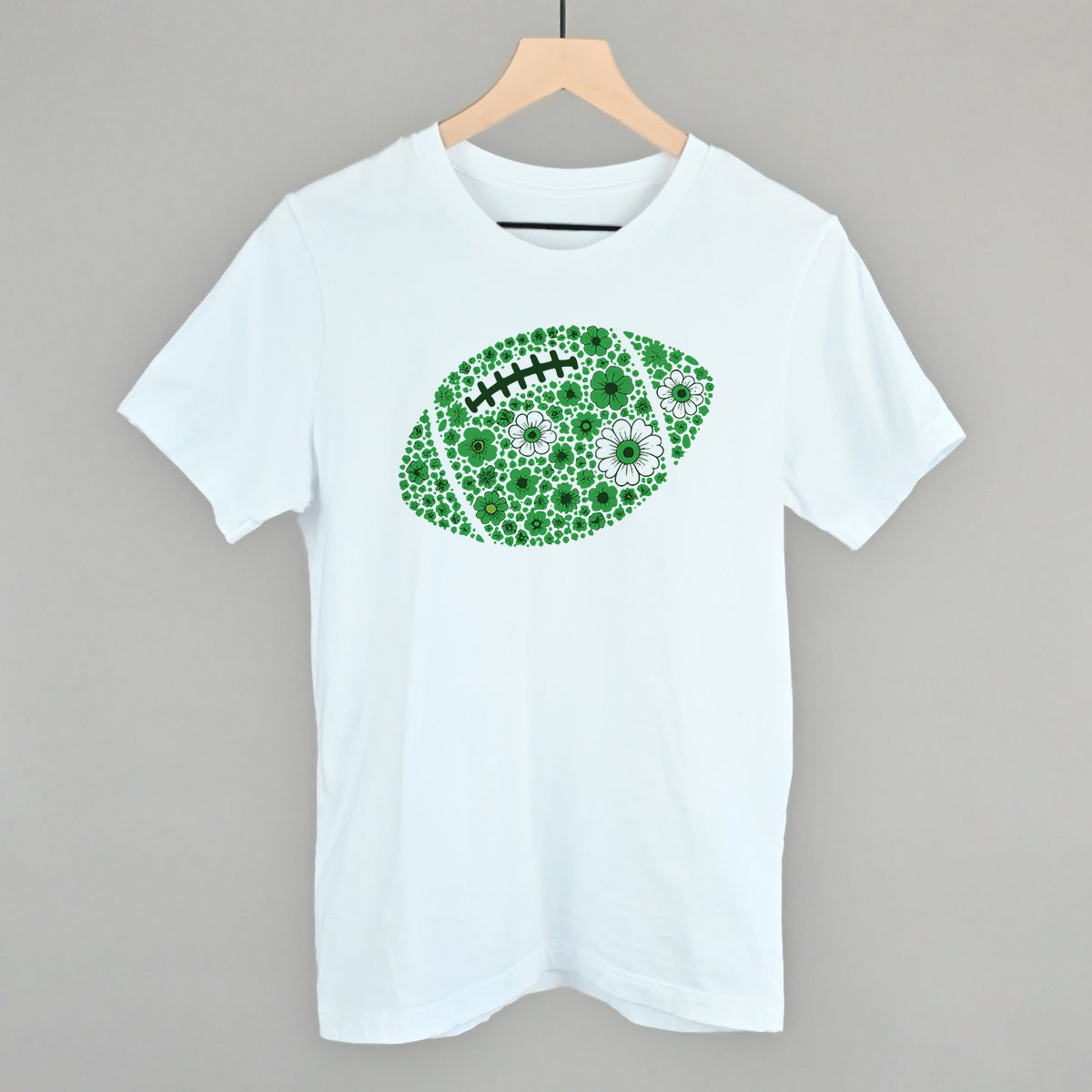 Floral Football Green Funny T-Shirt in White – Ivy + Cloth