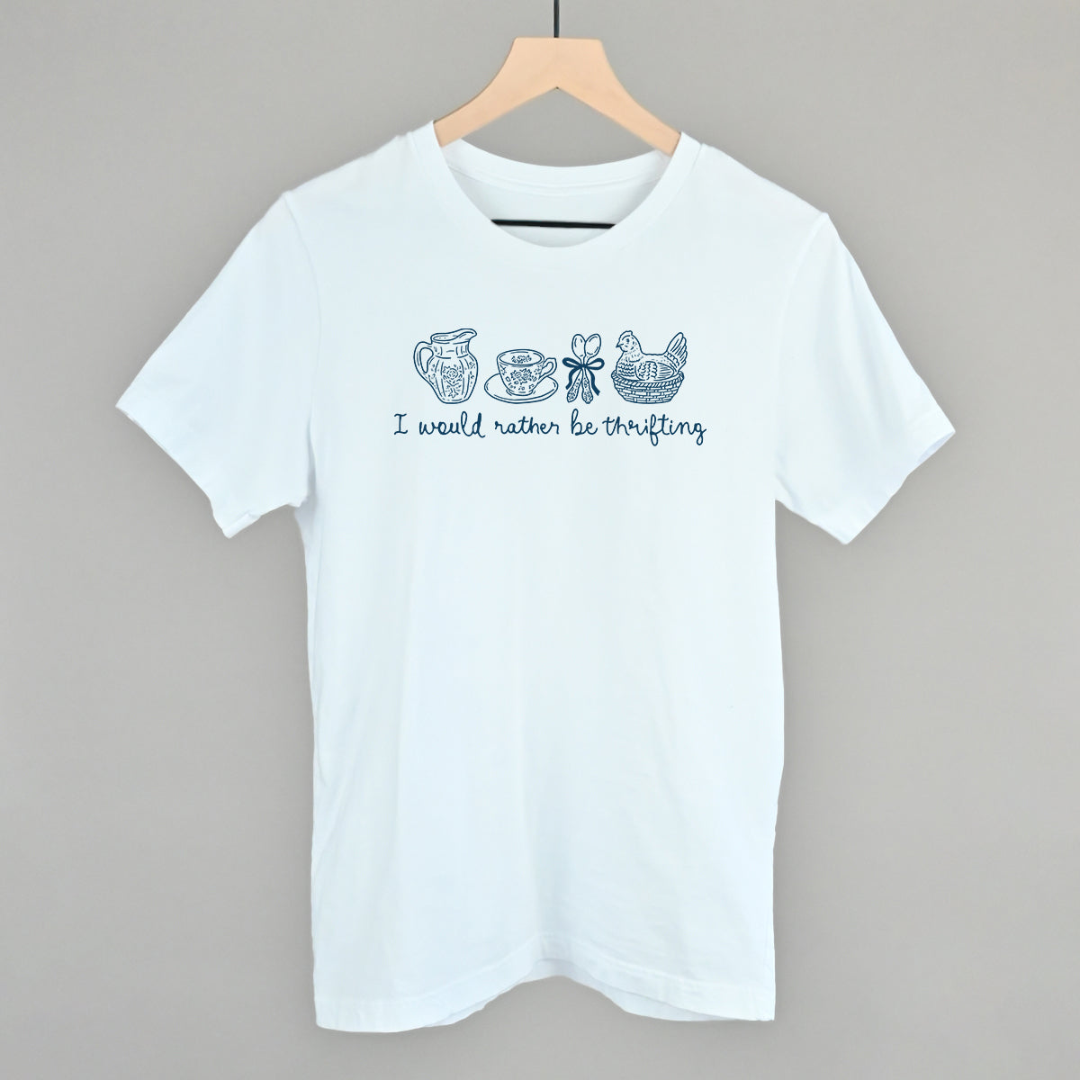 I Would Rather Be Thrifting graphic tee in White
