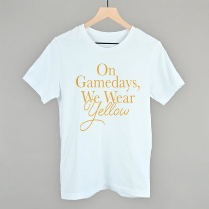 On Game Days We Wear Yellow Football graphic tee in White