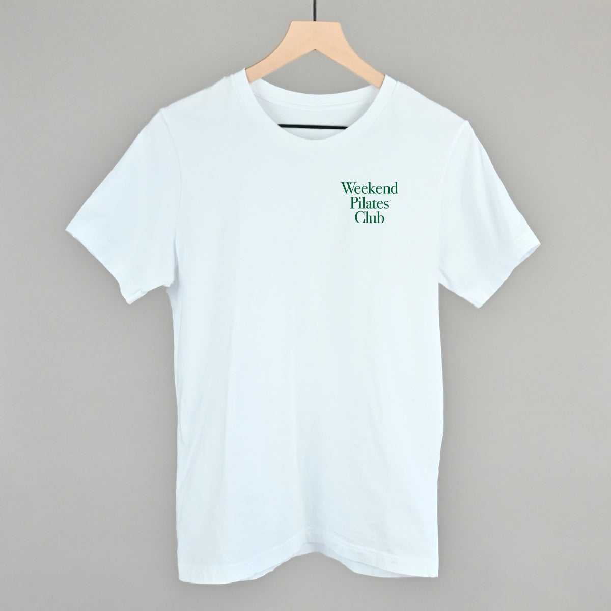 Weekend Pilates Club Minimalist graphic tee in White