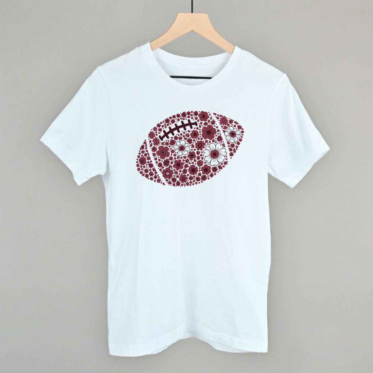 Floral Football Maroon Funny T-Shirt in White – Ivy + Cloth
