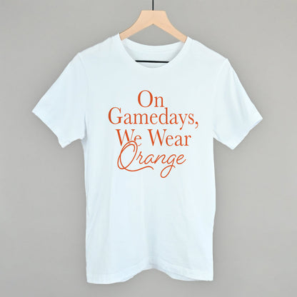 On Game Days We Wear Orange Football graphic tee in White