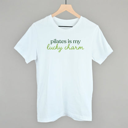 Pilates Is My Lucky Charm St. Patrick's Day graphic tee in White