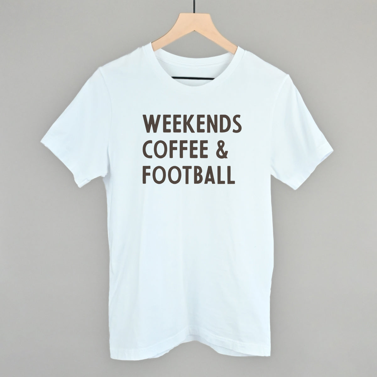 Weekends, Coffee and Football graphic tee in White