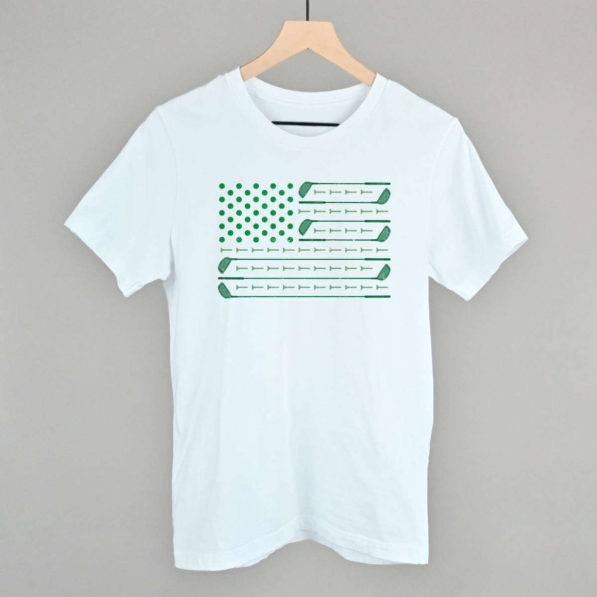 Golf American Flag (Green) Funny T-Shirt in White – Ivy + Cloth