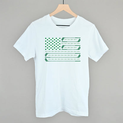 Golf American Flag (Green) Funny T-Shirt in White – Ivy + Cloth