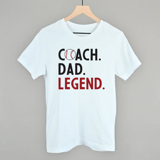 Coach Dad Legend (Baseball/Softball) Funny T-Shirt in White – Ivy + Cloth