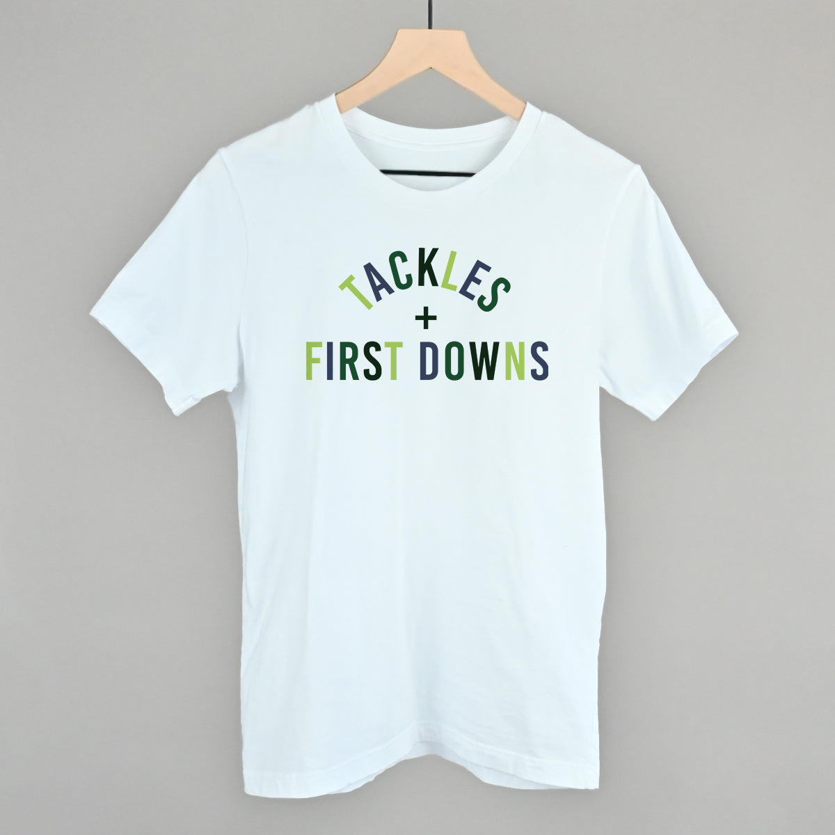 Tackles and First Downs Football graphic tee in White