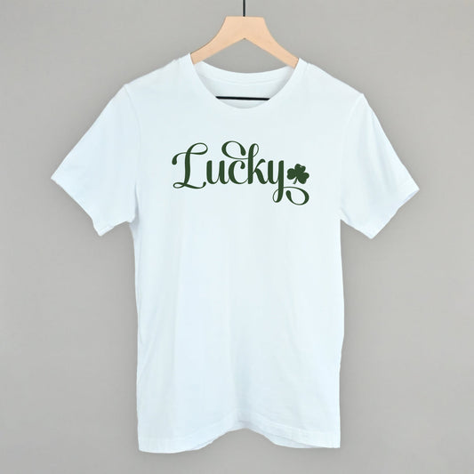 Lucky Script + Clover Funny T-Shirt in White – Ivy + Cloth
