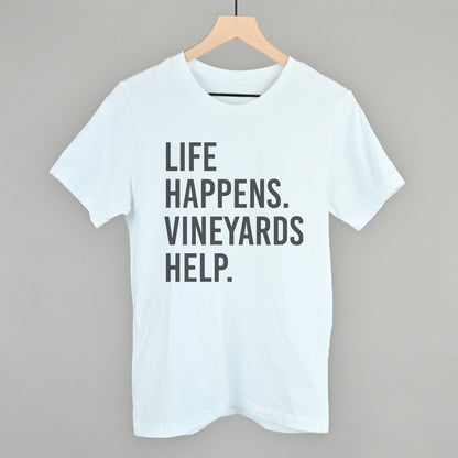 Life Happens Vineyards Help Wine graphic tee in White