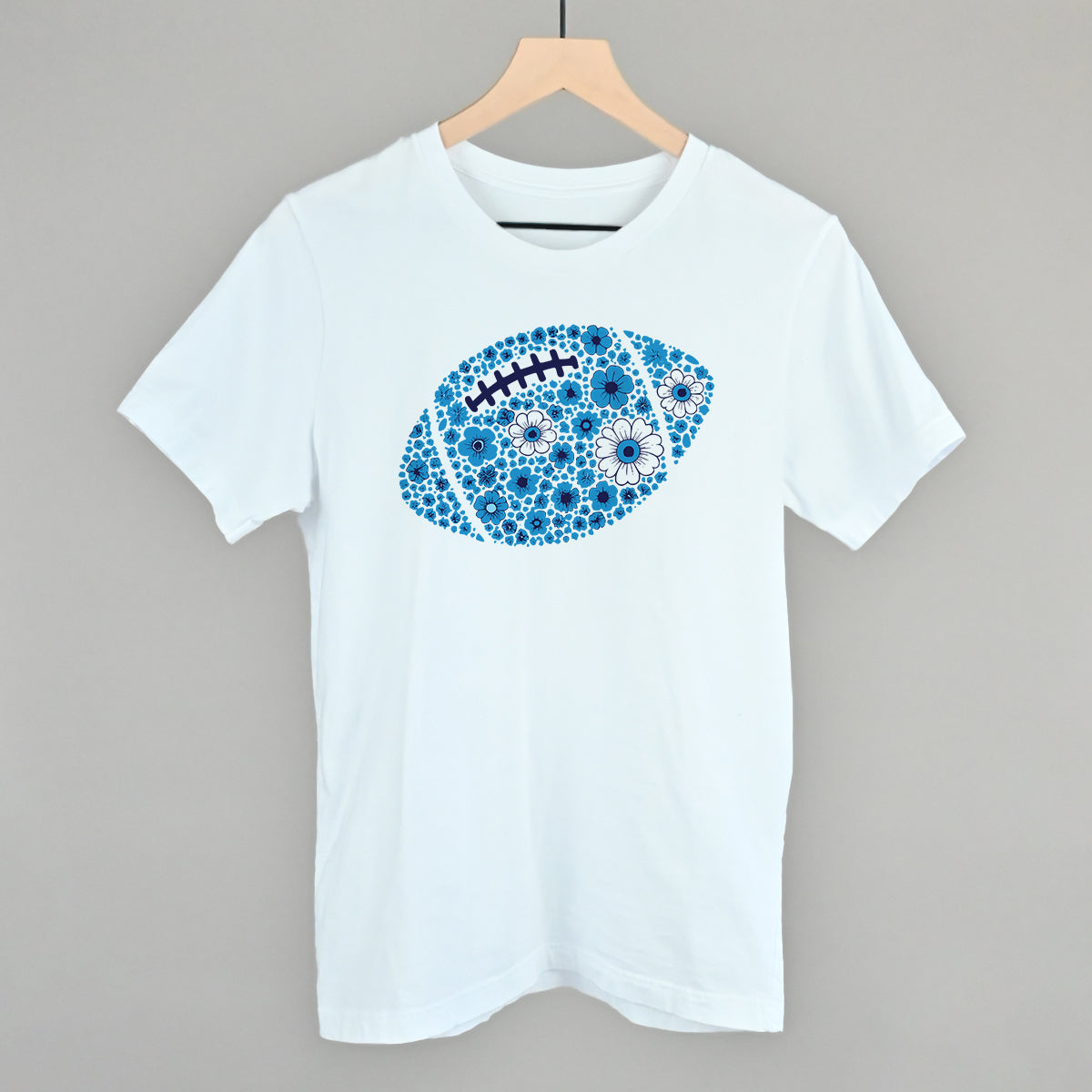 Floral Football Blue Funny T-Shirt in White – Ivy + Cloth