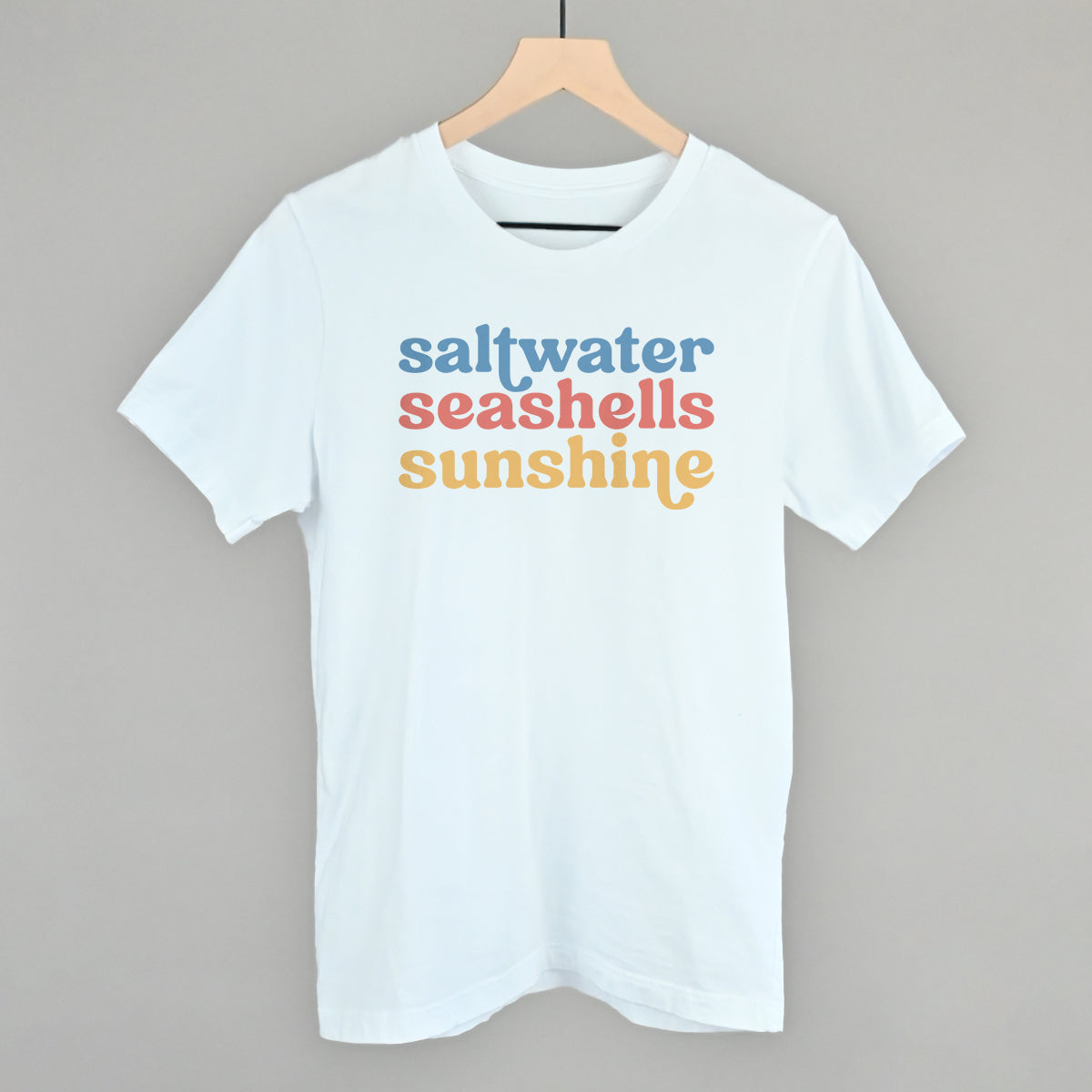 Saltwater, Seashells, Sunshine Beach graphic tee in White