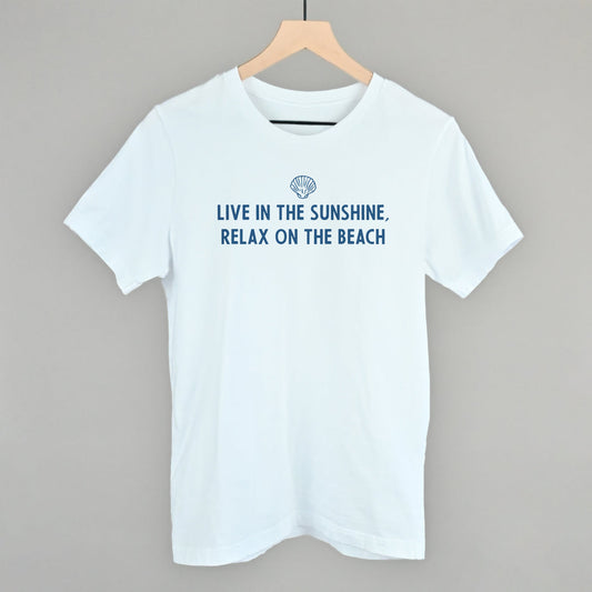 Live In The Sunshine, Relax On The Beach graphic tee in White