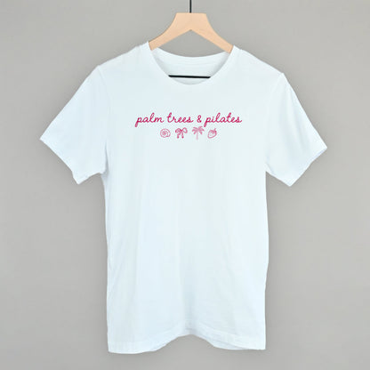 Palm Trees & Pilates (Pink) Funny T-Shirt in White – Ivy + Cloth