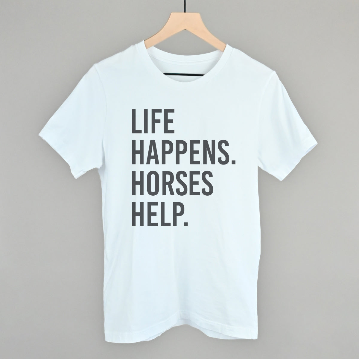 Life Happens Horses Help Horse Lover graphic tee in White