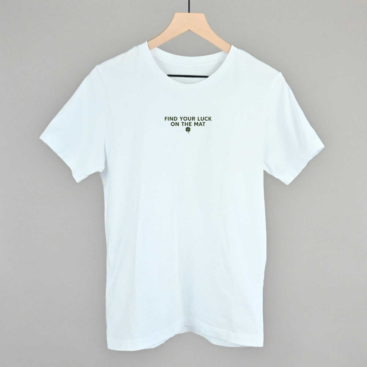 Find Your Luck On The Mat Yoga graphic tee in White