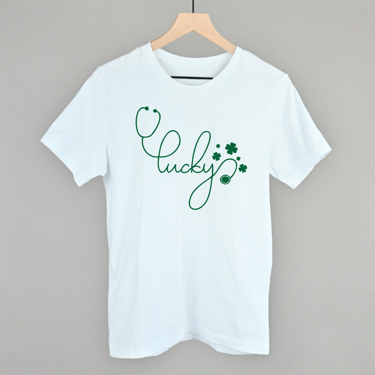 Lucky Script (Stethoscope) Funny T-Shirt in White – Ivy + Cloth