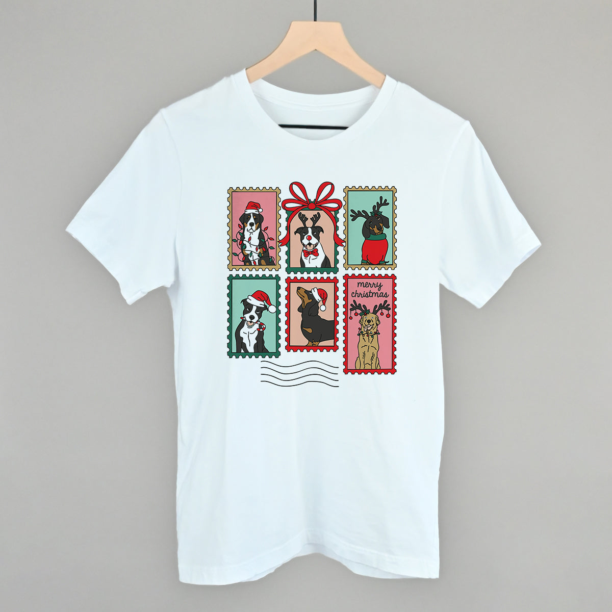Dog Christmas Stamps Doodle Funny T-Shirt in White – Ivy + Cloth