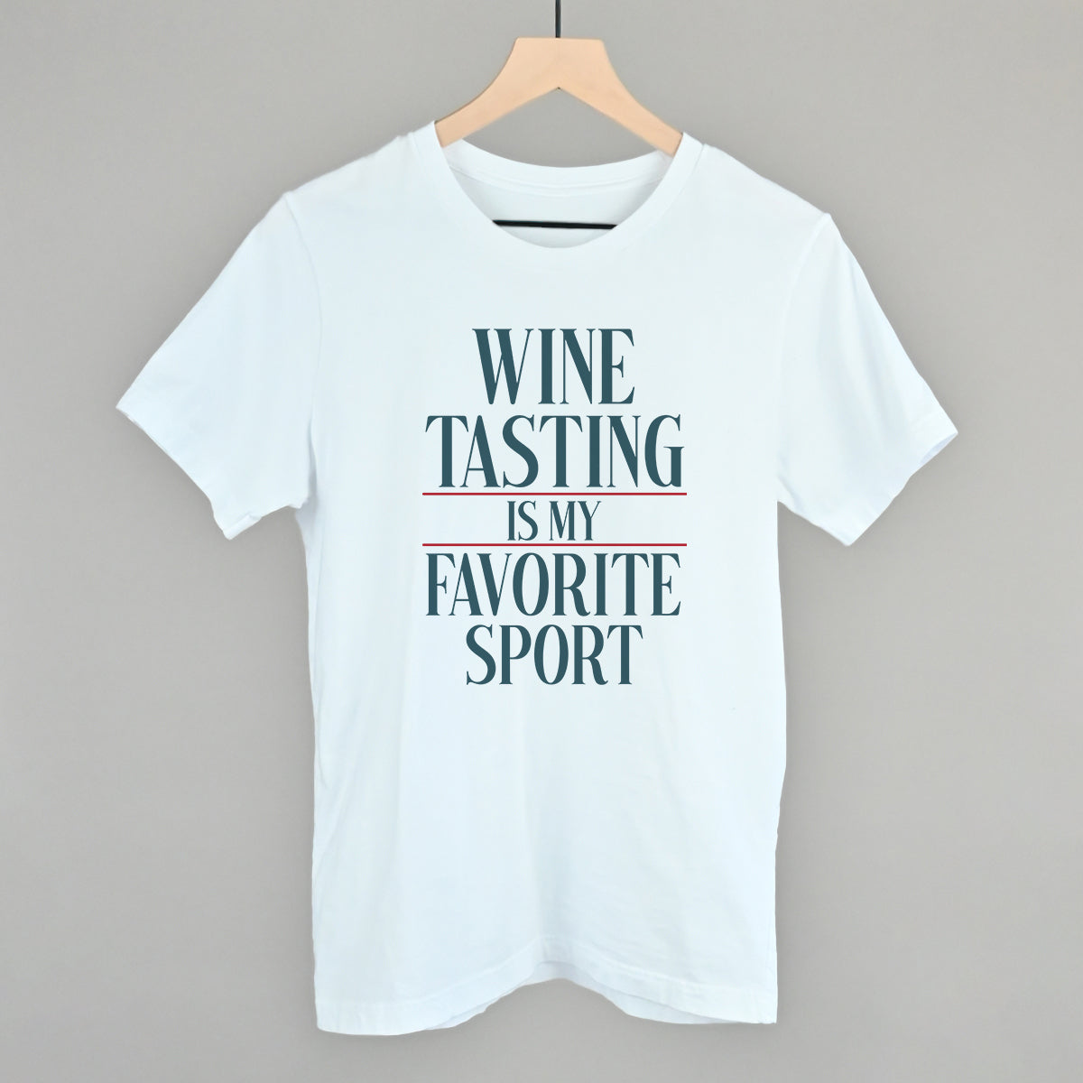 Wine Tasting Is My Favorite Sport graphic tee in White