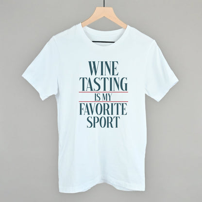 Wine Tasting Is My Favorite Sport graphic tee in White