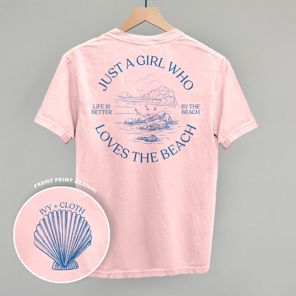 Just A Girl Who Loves The Beach graphic top in Blossom