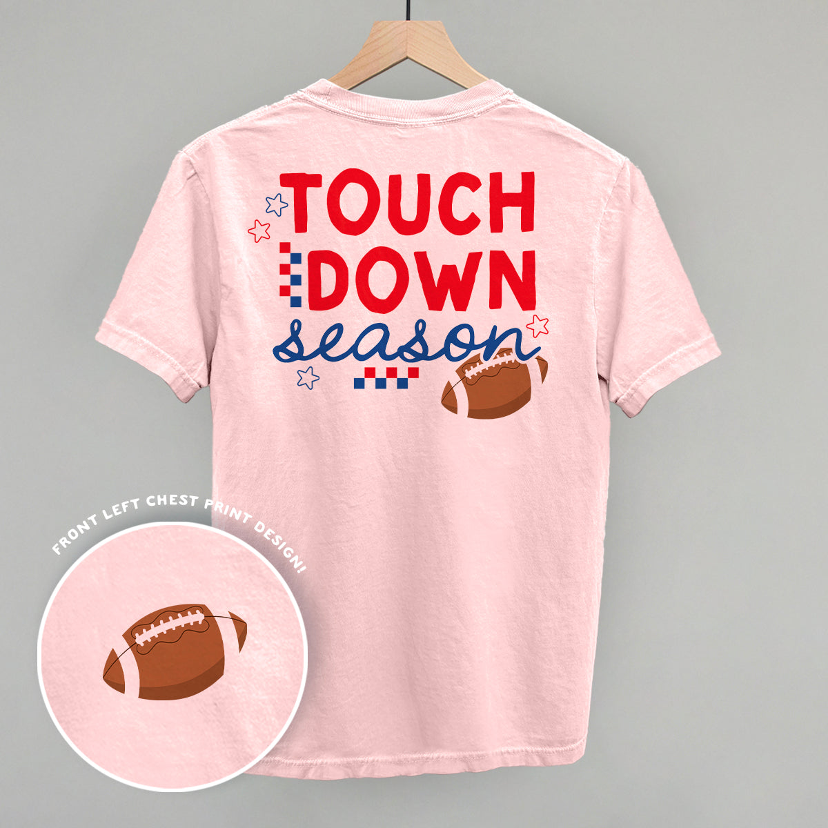 Touchdown Season Red And Blue (Back Print) Funny Comfort Colors T-Shirt in Blossom – Ivy + Cloth