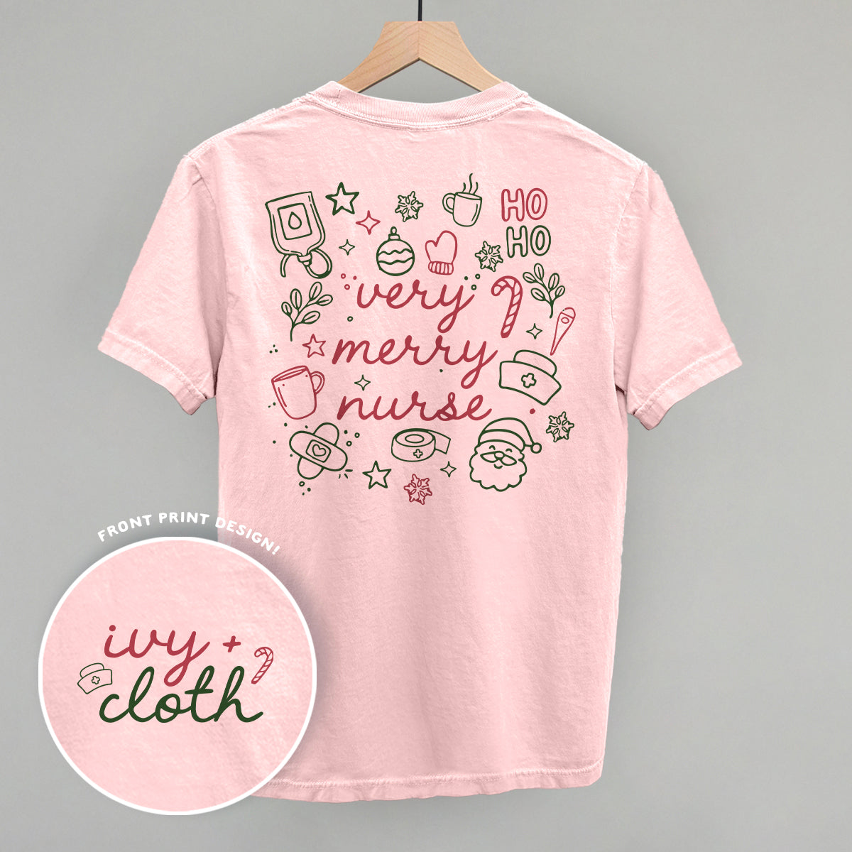 Very Merry Nurse Doodles (Back Print) Funny Comfort Colors T-Shirt in Blossom – Ivy + Cloth