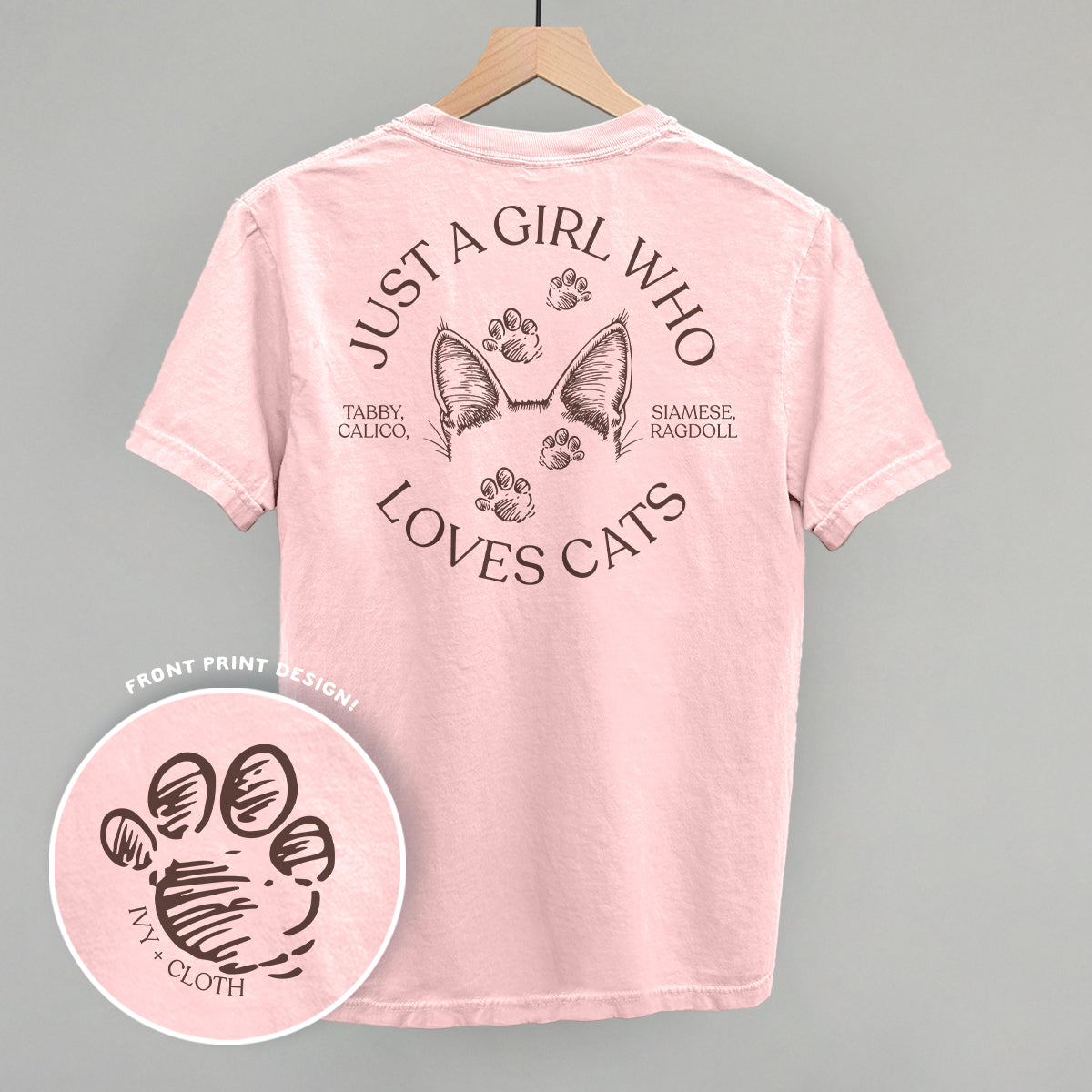 Just A Girl Who Loves Cats graphic top in Blossom