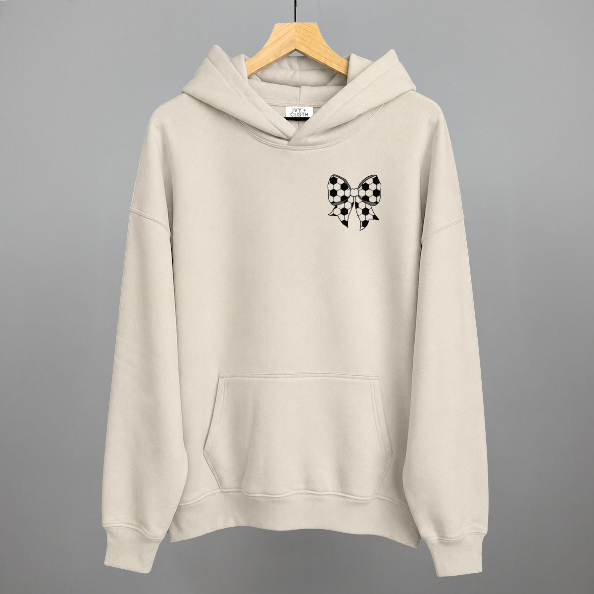 Soccer Bow (Left Chest) Funny Hoodie in Bone – Ivy + Cloth