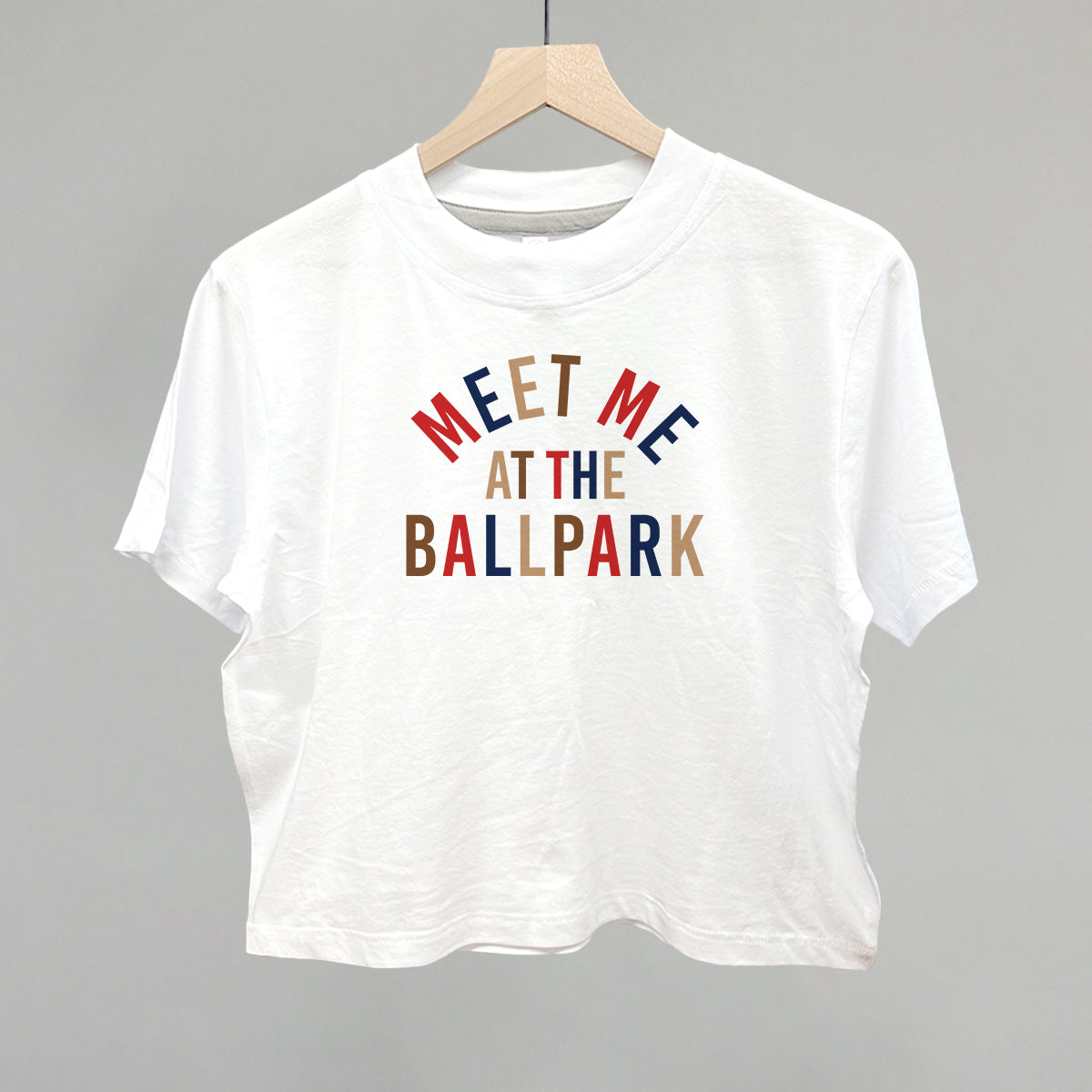 Meet Me At The Ballpark Baseball graphic boxy tee in White