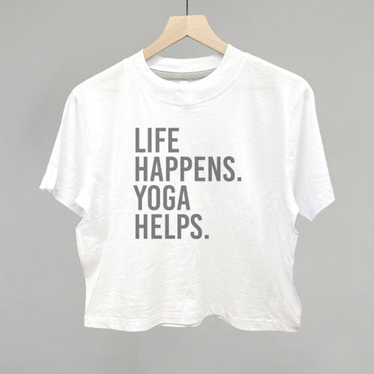 Life Happens Yoga Helps Funny Boxy T-Shirt in White – Ivy + Cloth