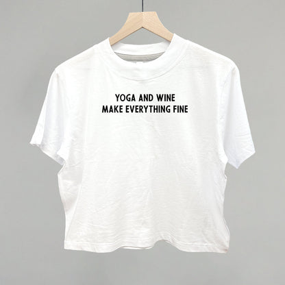 Yoga and Wine Make Everything Fine graphic boxy tee in White