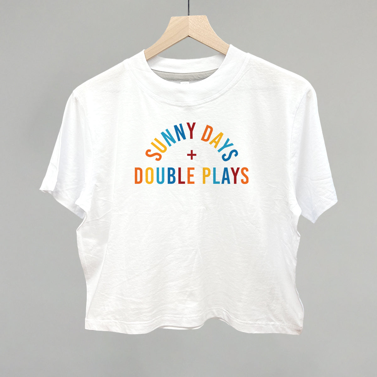 Sunny Days and Double Plays Baseball graphic boxy tee in White