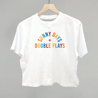 Sunny Days and Double Plays Baseball graphic boxy tee in White