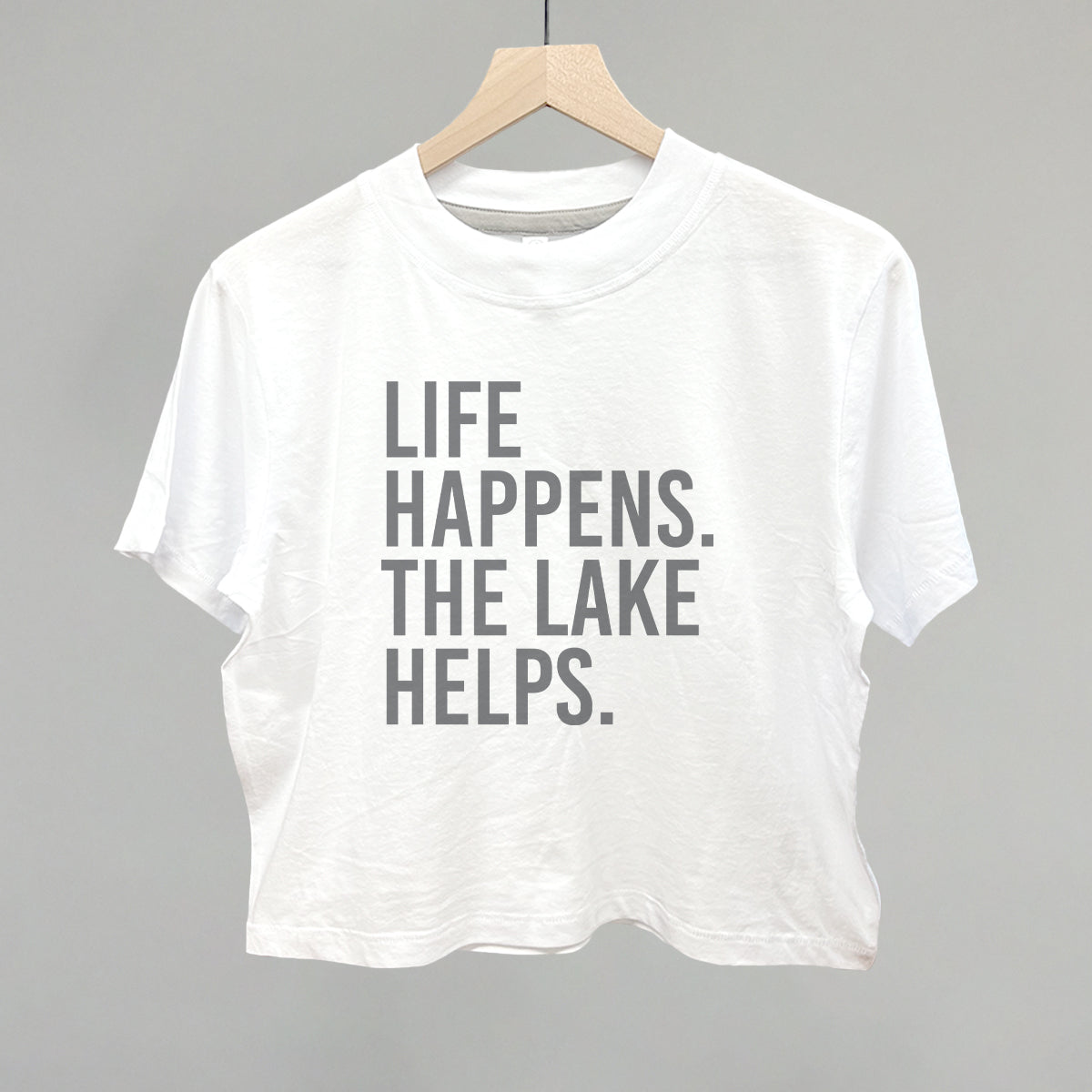Life Happens. The Lake Helps. Funny Boxy T-Shirt in White – Ivy + Cloth